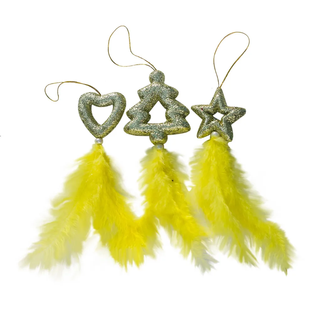 Christmas Decoration Pendant Bubble Pentagram Love Feather Ornament 3 pcs Party Tree Pendant Decorations winter Party#35