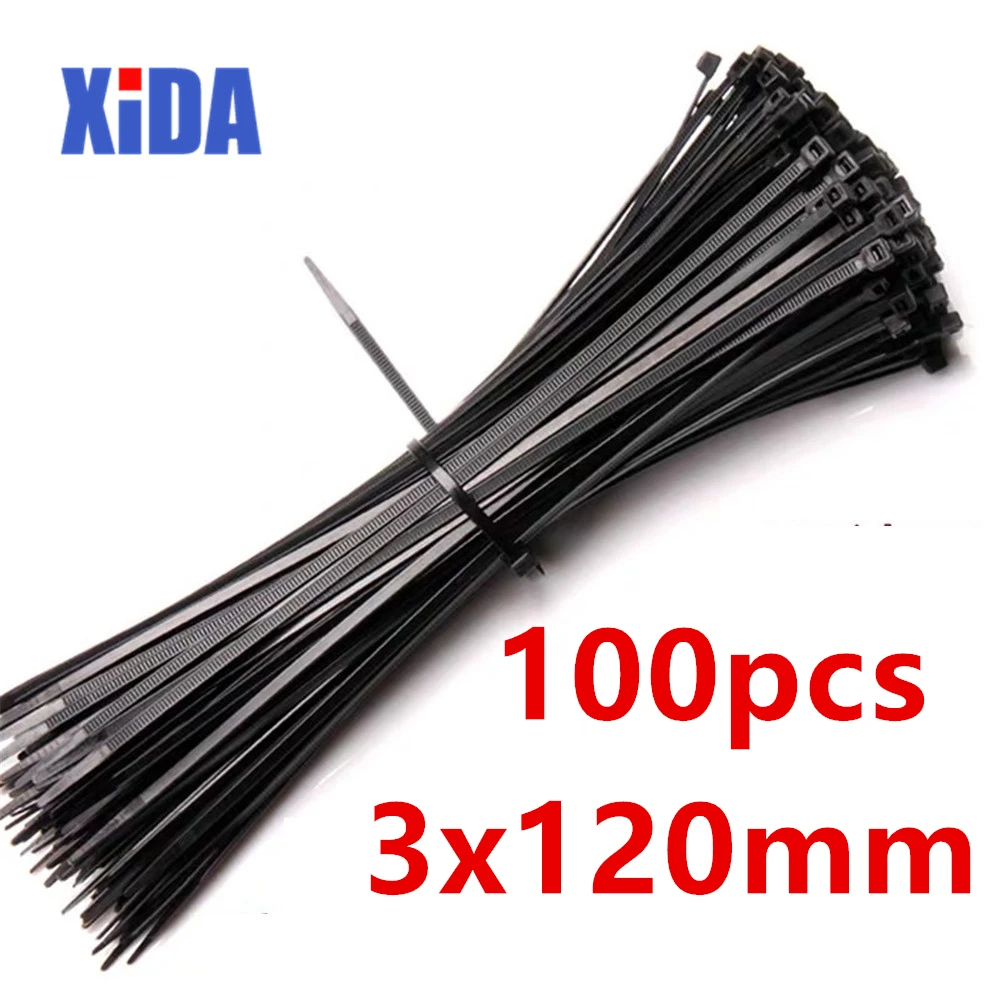100 шт. 3X60/80/100/120/150/200 мм белый черный молоко кабель провод кабельные стяжки самоблокирующиеся Нейлоновые кабельные стяжки - Цвет: 3x120mm