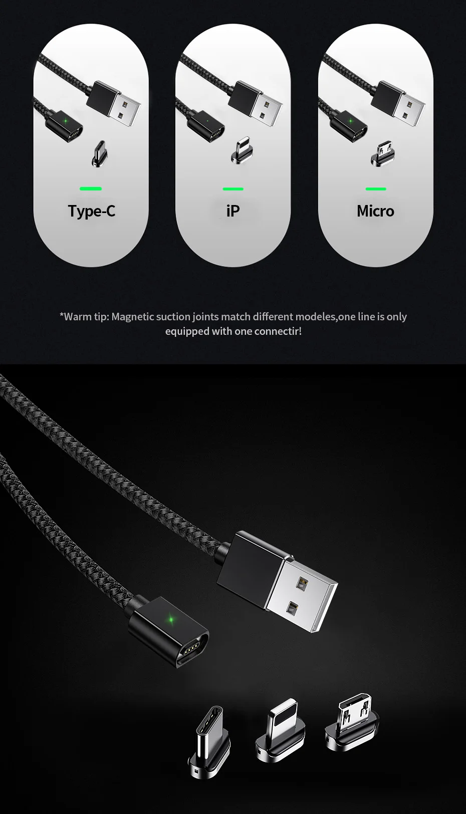 Магнитный USB кабель Micro USB Type C Магнитный кабель для iphone Samsung Huawei USB C Android зарядное устройство Быстрая зарядка данных USB шнур