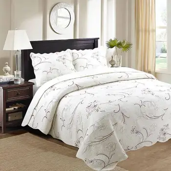 

1Pc Bed Cover+2Pcs Pillowcases Clivia/Tulip Bedding Set Milky White Bedspread Luxury Cotton Quilt Quilting Blanket Simple Style