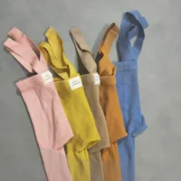 Spanish Spring And Autumn Models High Waist Suspenders Cropped Trousers Baby Big PP Baby Leggings 3