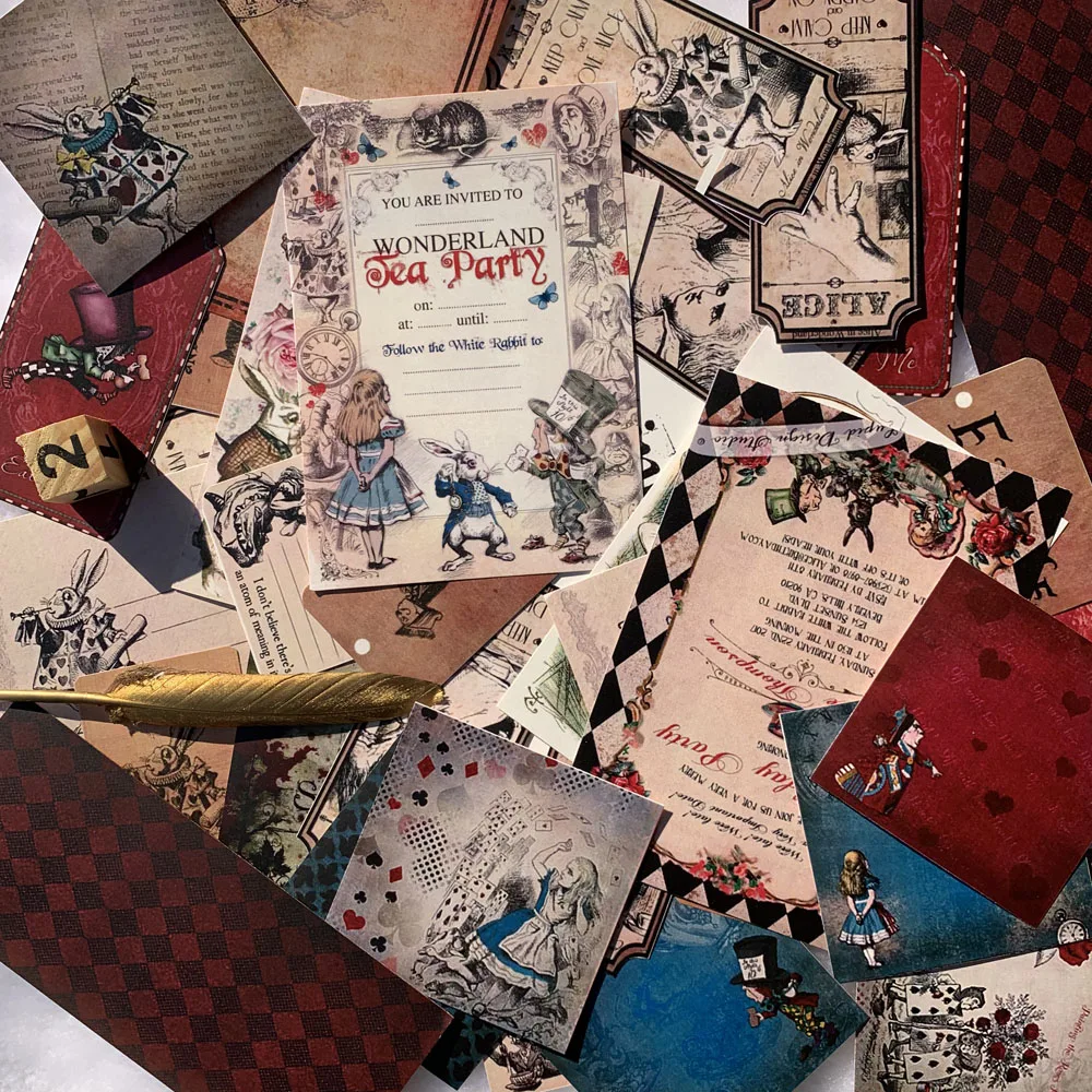 41 шт. Ретро Alice's Dream Adventure материал бумага волшебный Покер Кролик злодей тег старый Памятка Примечание наклейка, сделай сам, скрапбукинг