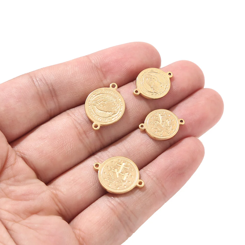

5pcs Stainless Steel Gold Virgin Mary Charms Connectors Jewelry Accessories Fit Women DIY Bracelet Pendant Necklace
