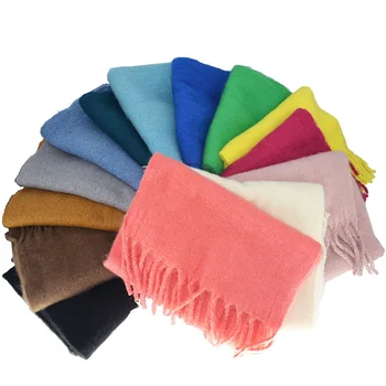 

Drop Shipping 14 Colors Solid Simple Cashmere Scarf Unisex Korean Winter Thick Warm Scarf Blanket with Tassel Wearable Blankets