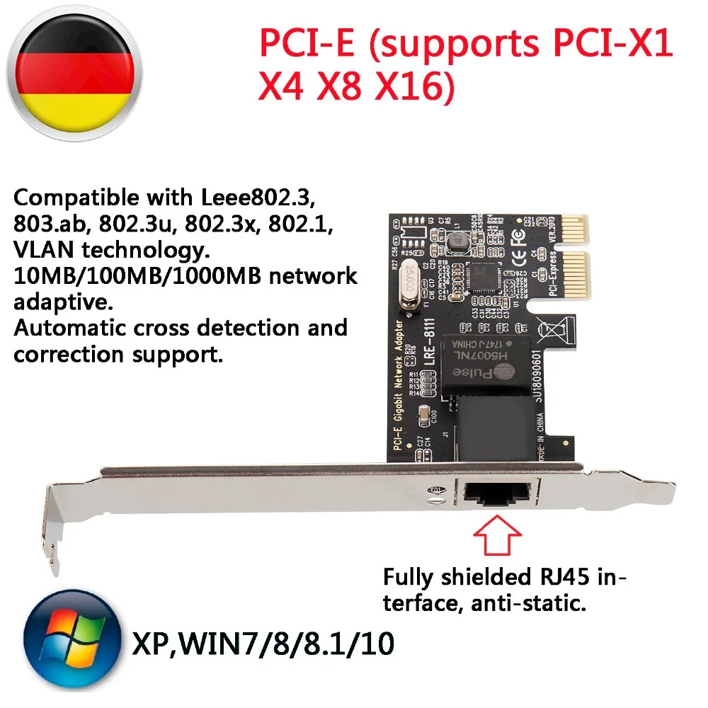 10/100/1000M PCI-E RJ45 сетевой адаптер Gigabit Ethernet карта PCIE с компакт-дисков для s Windows XP/7/8/8,1/10