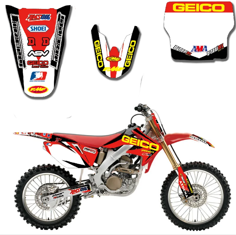 Для HONDA CRF250 R CRF250 04-09 полный комплект мотоцикл настраиваемый номер команда наклейки с рисунком фоны наклейка на обтекатель комплект - Цвет: design 4