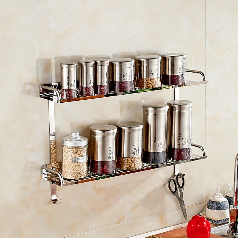 

A Generation Of Fat Stainless Steel Bathroom Makeup Tray Kitchen Multi-functional Storage Wall Hangers Storage Shelf Manufacture
