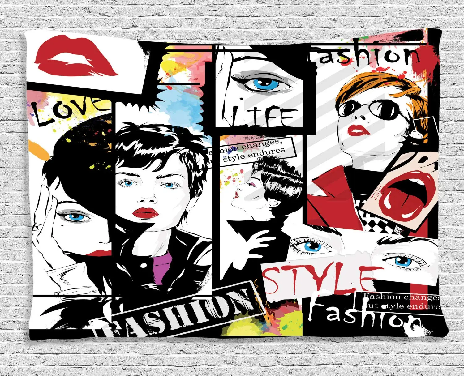

Fashion Girl in Sketch-Style Illustration Glamour Modern Model Portrait Art Print Wall Hanging