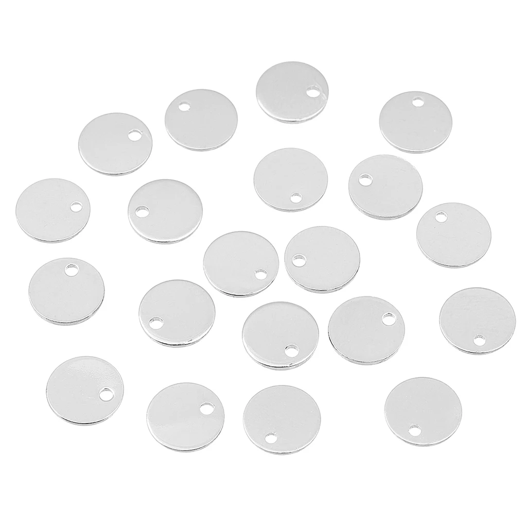 40pcs Round Gold silver color Pendant Stamping Blank Dog Tags Pendants Charm Necklace DIY Jewelry Crafts 8mm