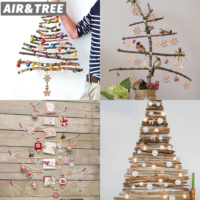 B-50pcs DIY деревянные фишки Рождественская елка/олень/снежинка смешанные формы ремесла Скрапбукинг Декор принадлежности ручной работы Кнопка чип