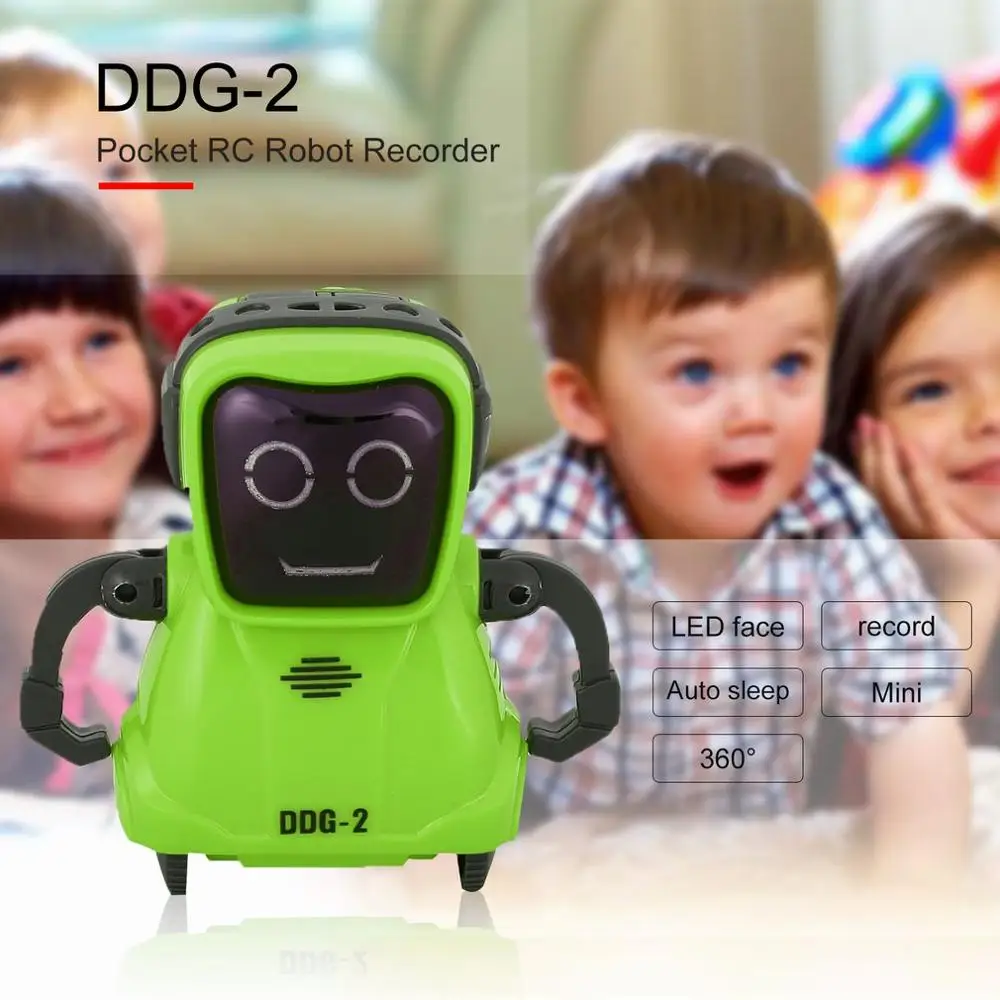 

DDG-2 Intelligent Smart Mini Pocket Voice Recording RC Robot Recorder Freely Wheeling 360 Rotation Arm Toys for Kids Gift