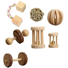 Деревянный уход за зубами мини-колокол Кролик Хомяк игра птицы маленькие животные шары попугай молярный обучение жеванию набор игрушек