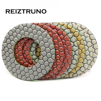 

REIZTRUNO 7PCS/Set 130mm Dry Polishing Stone Hexagon Resin Bond Professional Sanding Disk For granite Marble Floor Dry Grinding