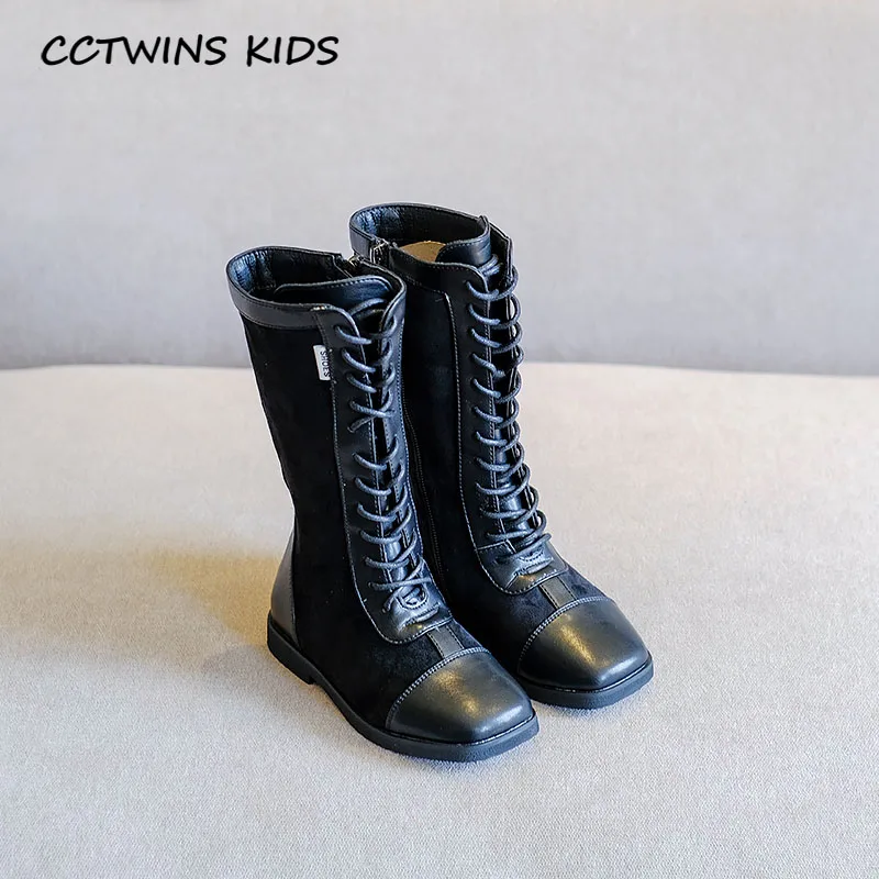 CCTWINS/детская обувь; коллекция года; сезон осень; детская модная обувь из натуральной кожи; Детские брендовые сапоги до колена; черные сапоги для девочек; HB050 - Цвет: Черный