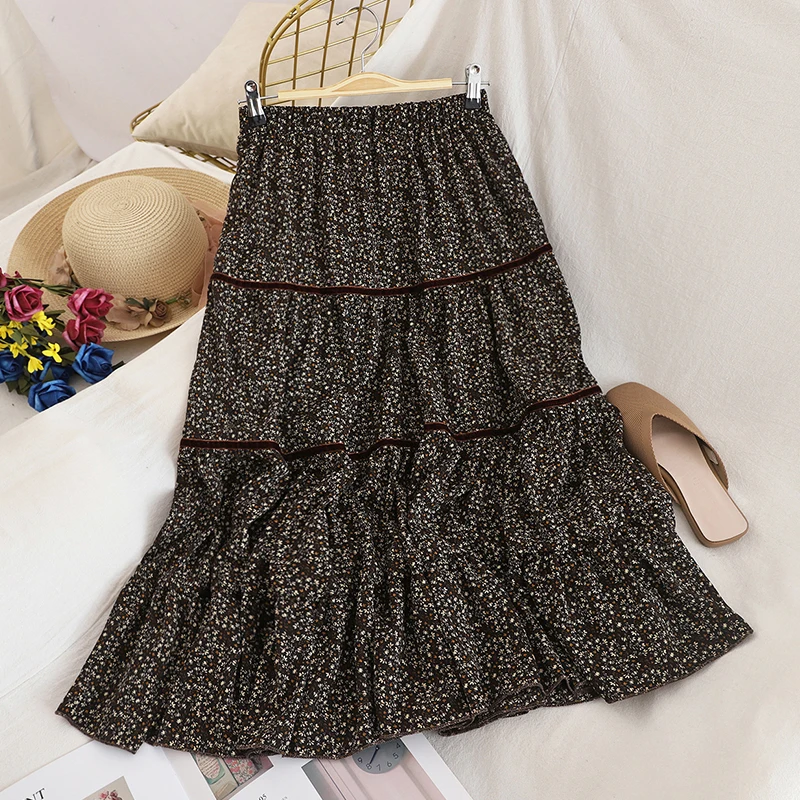 style 2 Faldas mujer moda, длинные женские юбки в стиле бохо, на весну и зиму, японский стиль, дизайнерская длинная юбка трапециевидной формы с принтом - Цвет: style 2