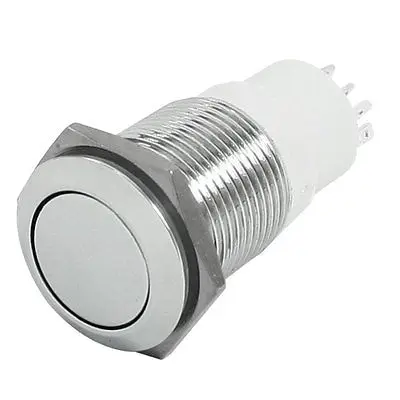 

24V 3A SPDT 5-Pin 1NO 1NC Self-Locking Actuary Flat Head Push Button Switch