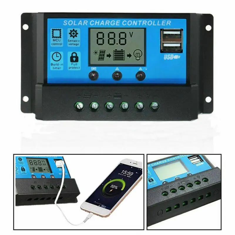Solar Controllers 10A /20A /30A LCD MPPT Solar Panel Battery Regulator Charge Controller Dual USB Solar Controllers 10A /20A /30A LCD MPPT Solar Panel Battery Regulator Charge Controller Dual USB