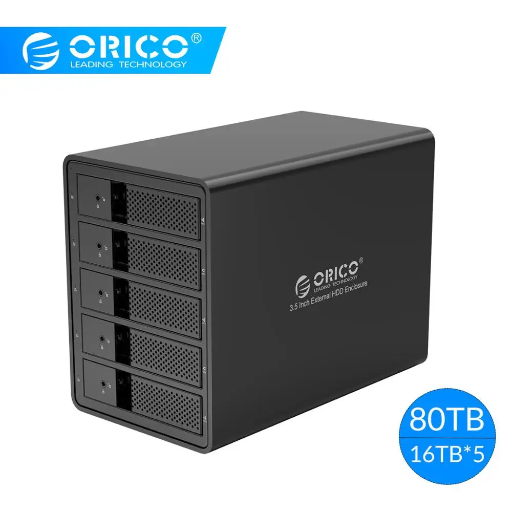  Estación de acoplamiento ORICO 5 Bay 35 ''USB3.0 HDD con adaptador de alimentación interno de 150W 
