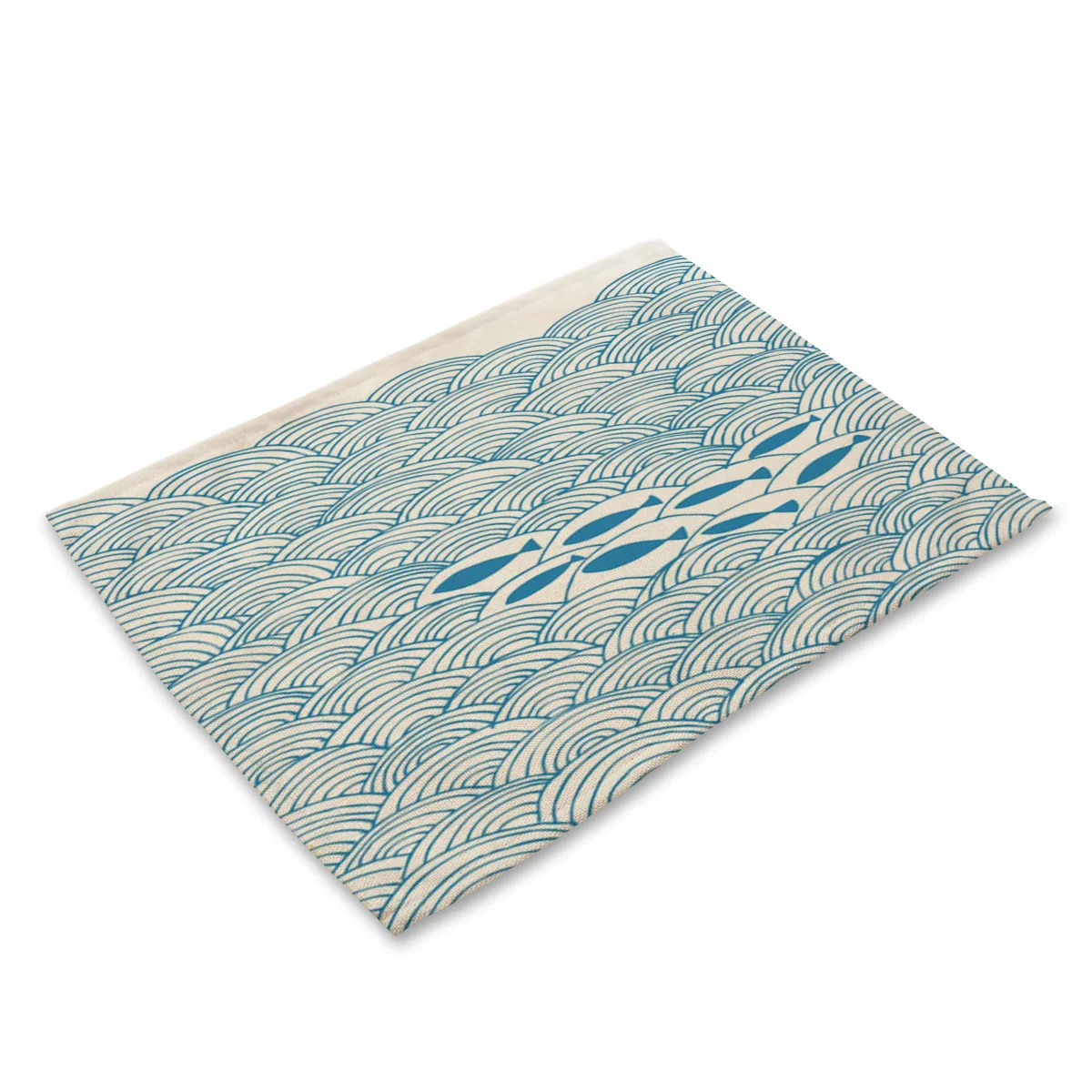 Lychee 42*32cm Blue Ocean Series Placemat Flax Table Mat Anti-scalding Pad DIY Kitchen Decoration Dining Accessories - Цвет: 3