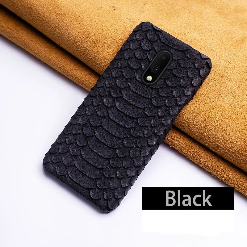 Черный Чехол для телефона для One plus 6 6T 7 7T Pro Чехол для 3 3T 5 5T воловья кожа Змеиный живот текстура задняя крышка - Цвет: Черный