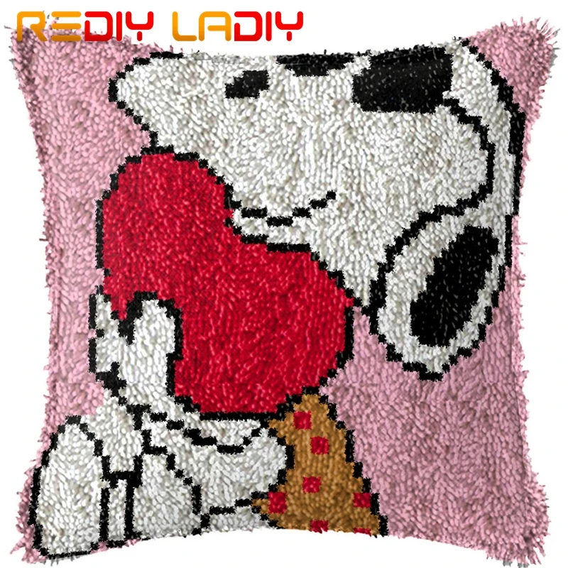 

Latch Hook Kits Make Your Own Cushion Puppy & Love Printed Canvas Crochet Pillow Case Latch Hook Cushion Cover Hobby & Crafts