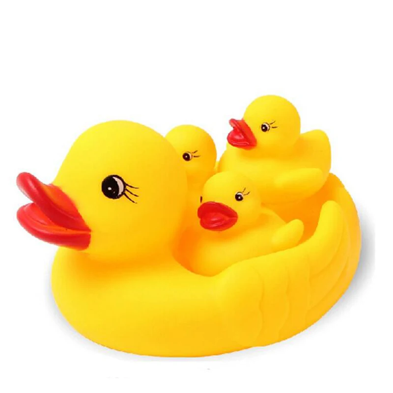 Cute 1 Mother Duck & Fun 3 плавающая игрушка для купания с желтым утенком детей