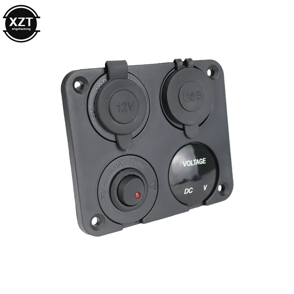 Pannello Interruttori A Levetta 12V/24V Con Doppia USB 4.2A, Voltmetro, 5 Gang, Per Auto, Camper, Barca, Nero