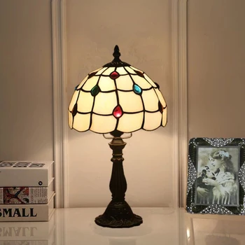 

WOERFU Tiffany Table Lamp 20cm E27 Bedroom Bedside Lamp Creative Fashion Retro Table Lamps