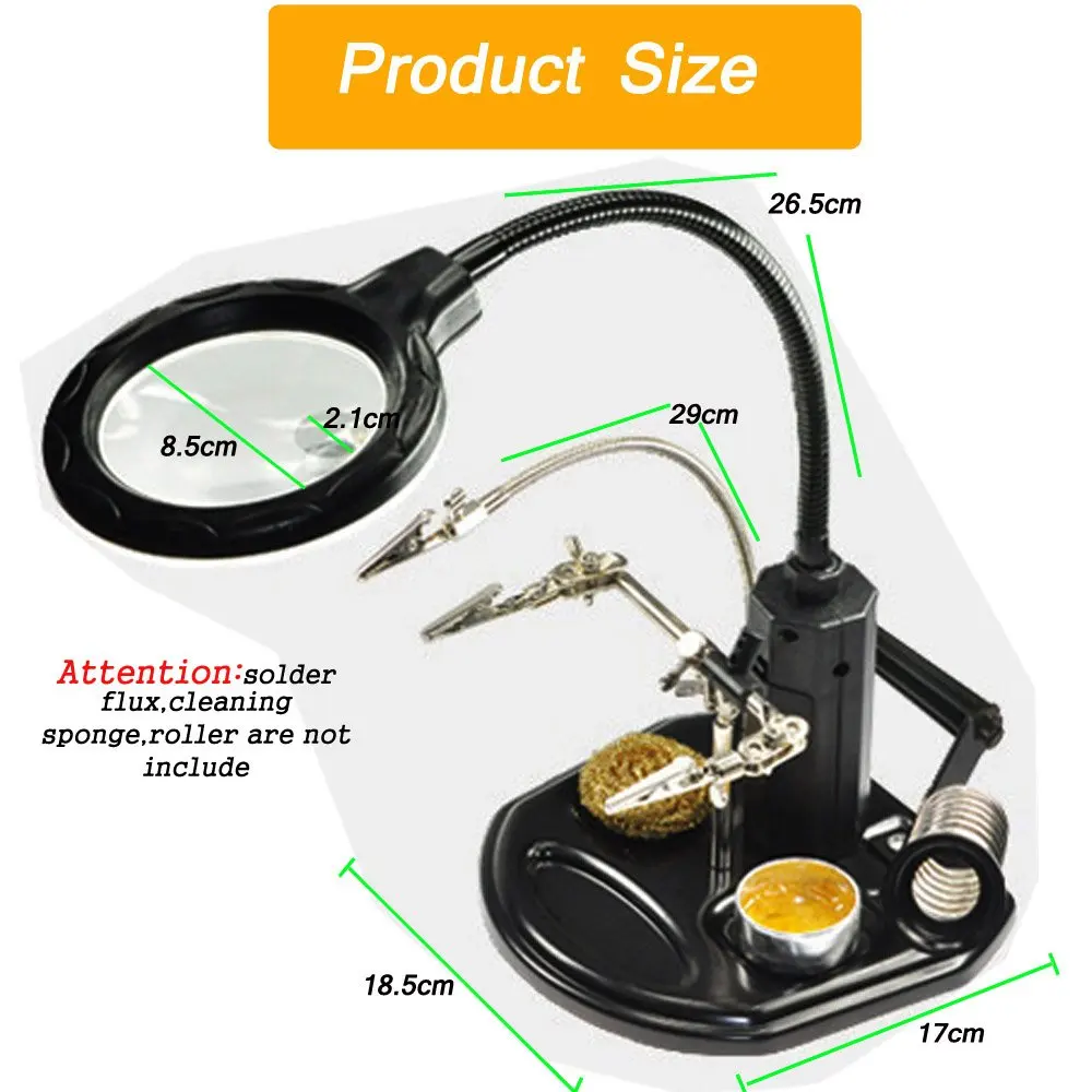 Чтобы помочь ручная паяльная станция с увеличительным Стекло "третья рука" светодиодный светильник держатель для паяльника тяжелым основанием и губка для паяльных работ хобби