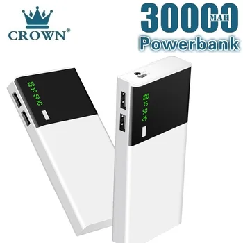 電源銀行30000mahポータブル大容量超薄型屋外旅行powerbank電話の充電器スマートフォン用の液晶デジタル表示