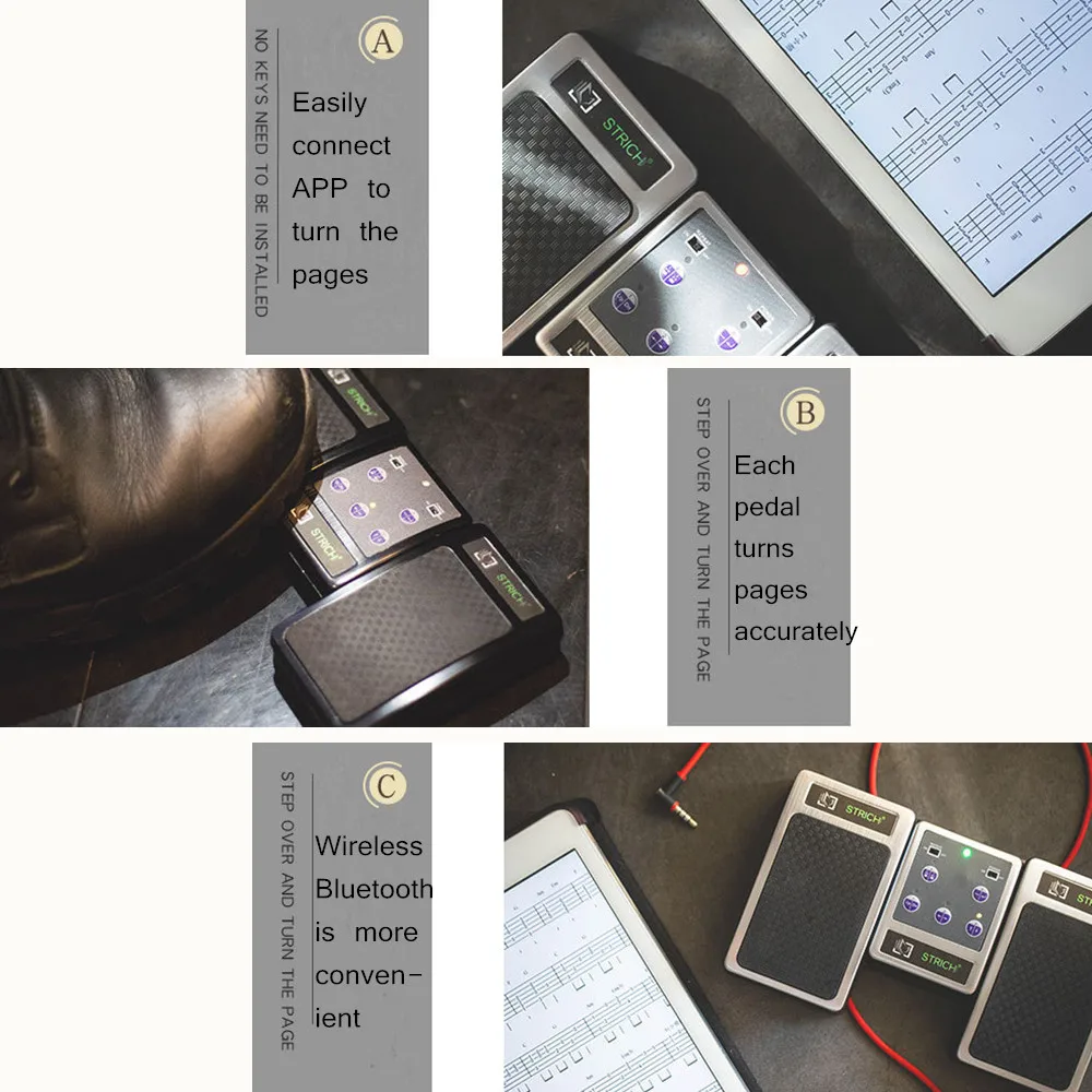 Перезаряжаемый инструмент, играющий в помощь, педаль, bluetooth, Page Turner, педаль, Музыкальный беспроводной контроллер для планшетов