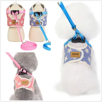 

New Small Pet Dog Harness for Dogs Cotton Stars Puppy Chihuahua Yorkie Cat Pet Harness with Leash Animal Vest Service Dog Collar