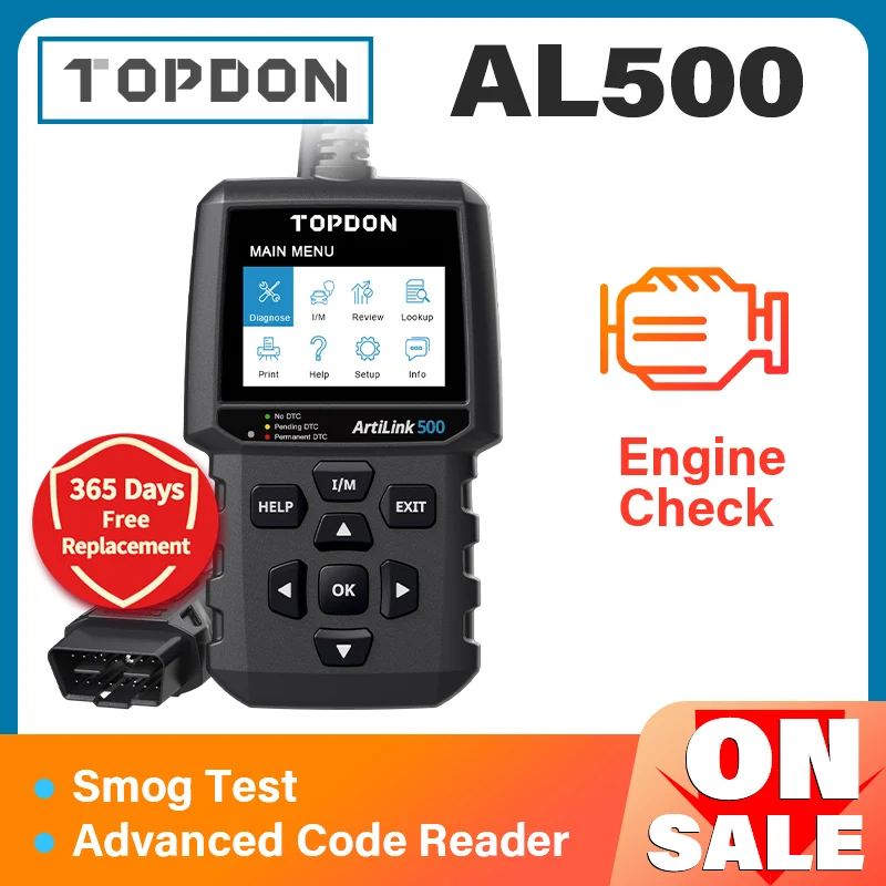 Topdon Al500 Full Obd2 Scanner Car Obdii Diagnostic Tool Auto Code Reader Fault Code Read Engine
