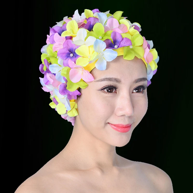 2020 New For Women Colorful Cute Petal Swimming Caps Flower Design Ladies Bathing Cap Pool Hat Fashionable | Спорт и развлечения