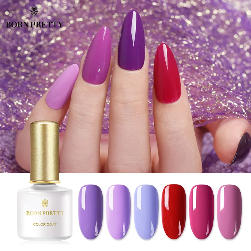 BORN PRETTY Гель-лак для ногтей красного и фиолетового цветов, замачиваемый УФ светодиодный лак для ногтей, 60 цветов, Чистый гель для маникюра, 6 мл