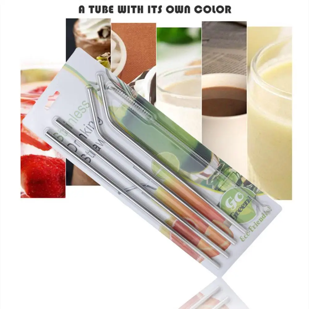 

Stainless Steel Metal Straw Set Sleek Thread Metal Curved Straws Drink Tea Coffee Straight Straws Drinking Straw Stainless Steel