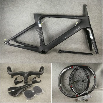 

Black on Black UD Matte Colnago CONCEPT carbon road frames+Handlebar+Saddle+bottle cages 50mm carbon wheels Novatec A271 hubs