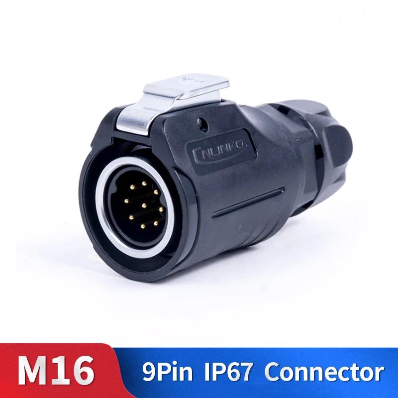 

M16 9 Pin Waterproof Connector Kit Semi-metal Shell Male and Female Industrial Outdoor Lighting Cable Plug and Socket