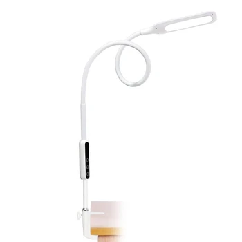 

9W Lumens Clamp Light, Flexible Gooseneck Dimmable Office Work Light with Contact and Remote Control, 5-Level Brightness and Col