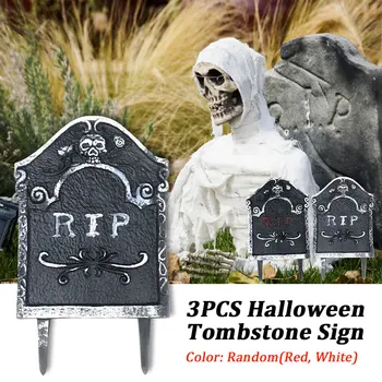 

3pcs Signs Large Garden Halloween Decoration Zombie Party Supplies Scene Props Yard Stakes Tombstone Random Color Scary Spooky