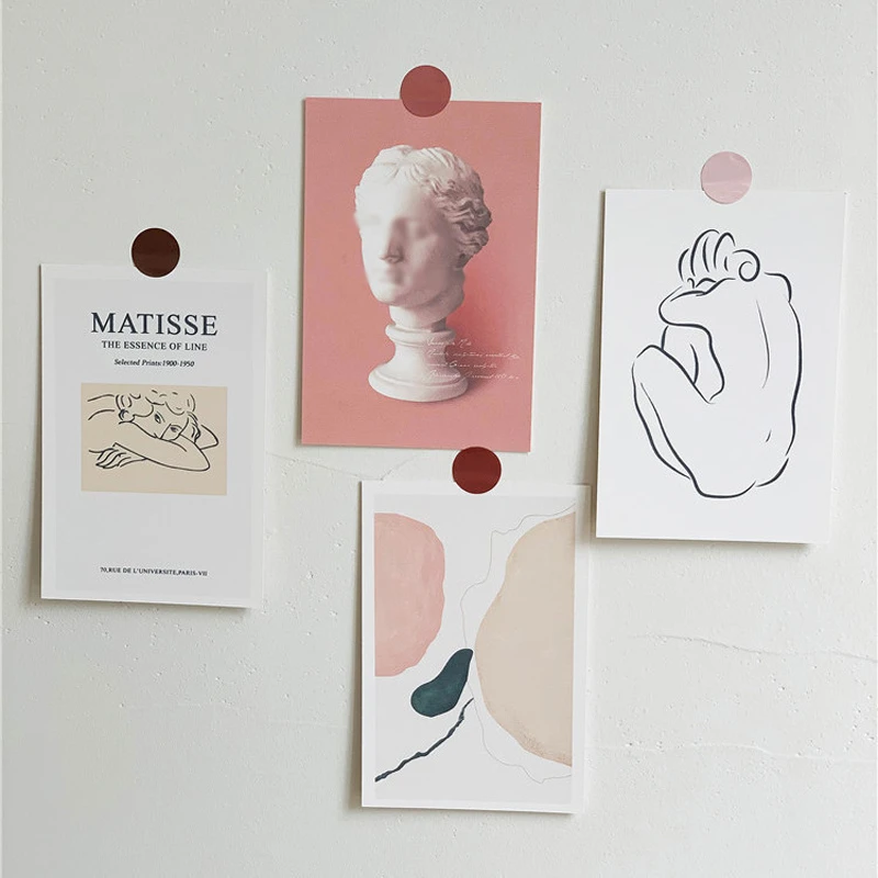Pink Simple Art Illustration Cards Writable Postcard Background Small Poster Creative Decorative Wall Sticker Gift Stationery afbeelding
