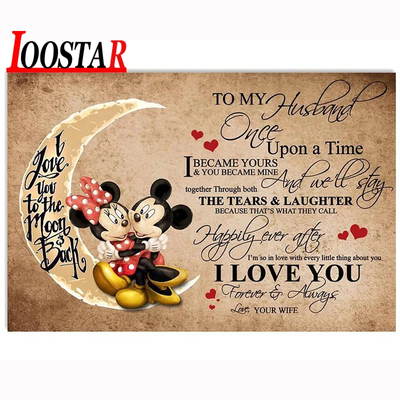 

5D DIY diamond Painting Disney couple love you back to the moon Full Square/Round Diamond embroidery Mosaic Cross Stitch Decor