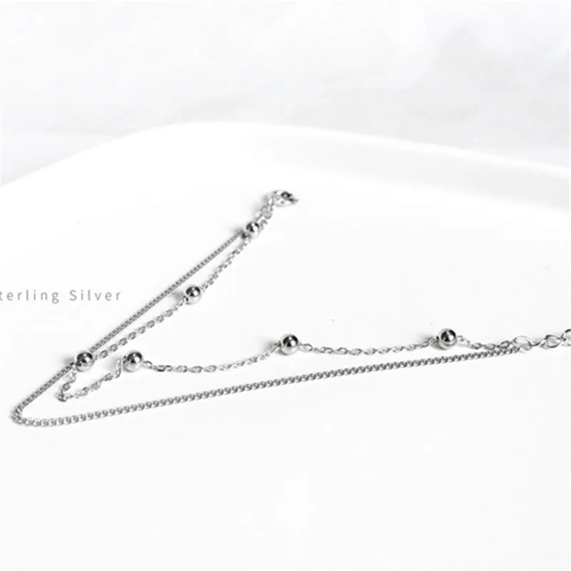925 Sterling Silver Bohemian Simple Round Bead Double Bracelet Female Couple Girlfriend Gift Party Jewelry Accessories - Image 4