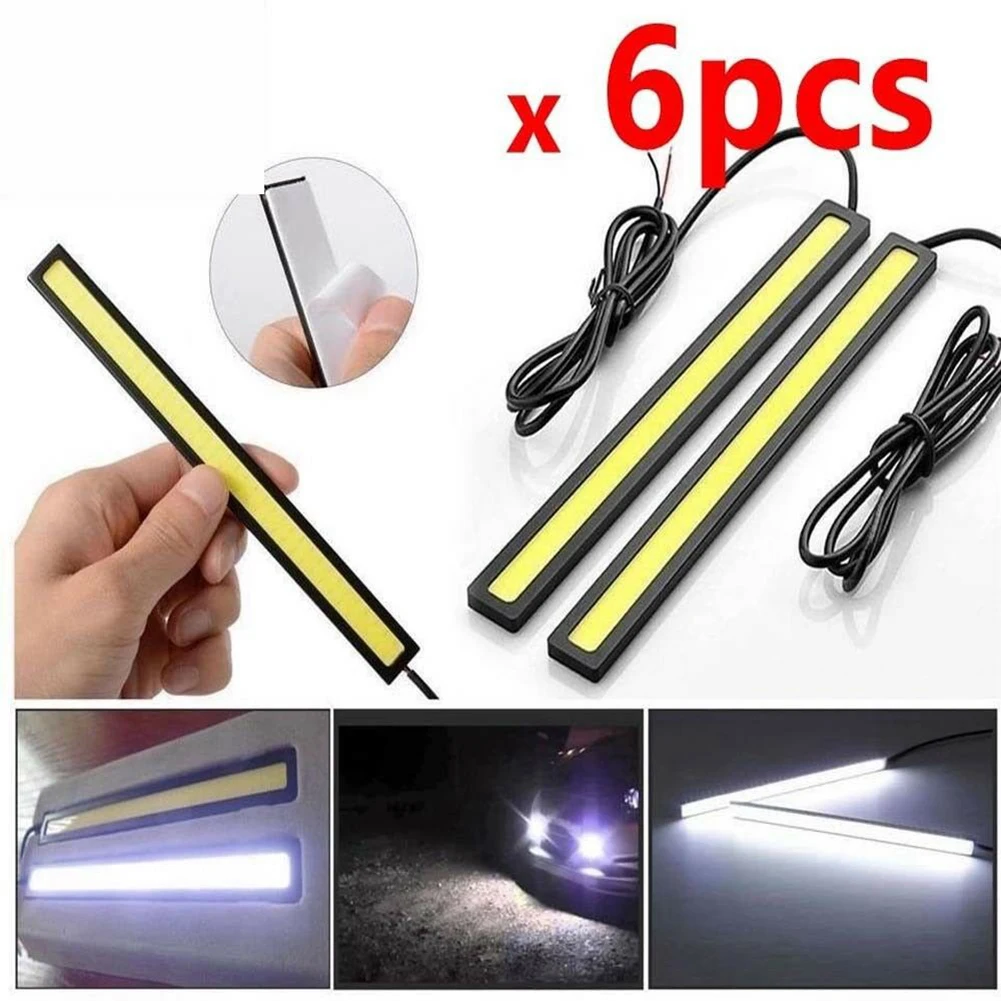 

6Pcs 12V Car Strip Light Waterproof White DRL LED Strip Lights Bars Camping Caravan Boat Car COB Lamps