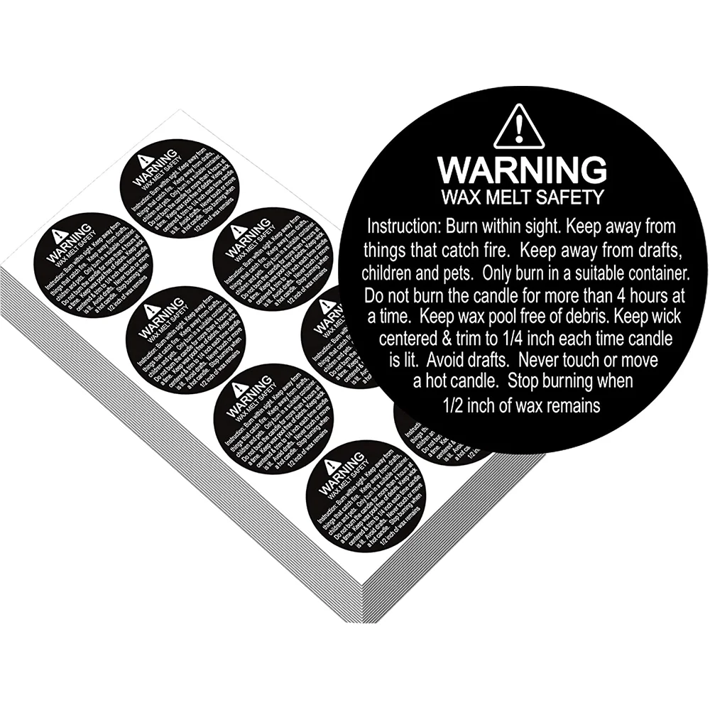 MILIVIXAY 600 Pieces Wax Melt Warning Labels Candle Warning Labels Stickers Wax Melt Warning Labels for Clamshell, 1.8 x 1.5 Inches