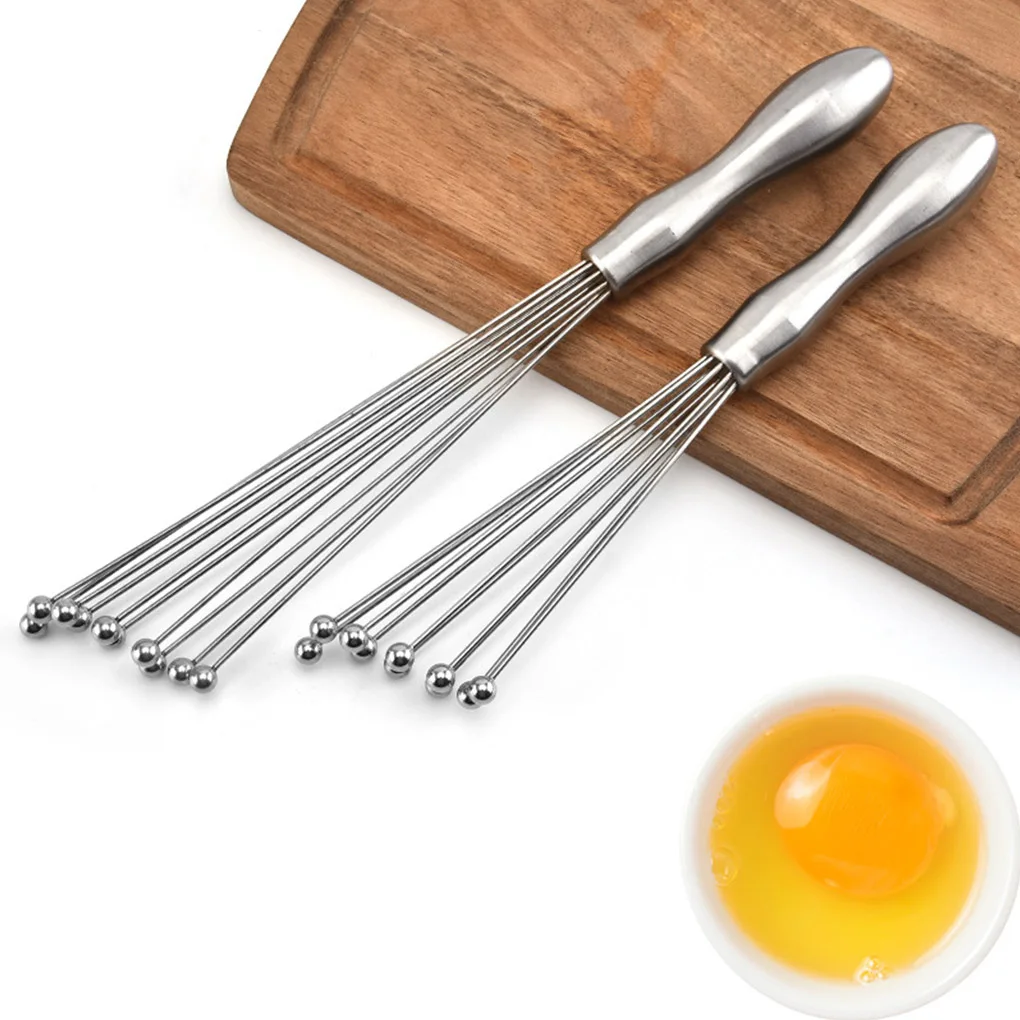 Stainless Steel Ball Whisk Rust-proof Bead Egg Whipper Handheld Kitchen Blending Tools