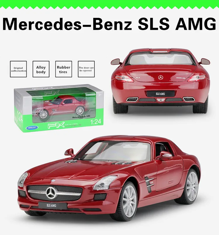 WELLY 1:24 Mercedes-Benz SLS AMG спортивный автомобиль моделирование сплав модель автомобиля ремесла украшение Коллекция игрушек инструменты подарок