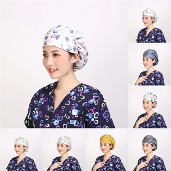 

1pcs Cotton Hospital Work Caps Pet Hospital Operating Room Hat For Long Hair Doctor Cap Nurse Cap Head Circumference 17-26 inch