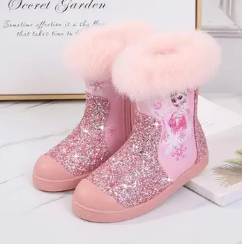

Fashion Children Autumn Winter Boots Cute elsa Keep Warm Cartoon Kids Girls Princess Boots Antislip Leather Girl Cute Boots