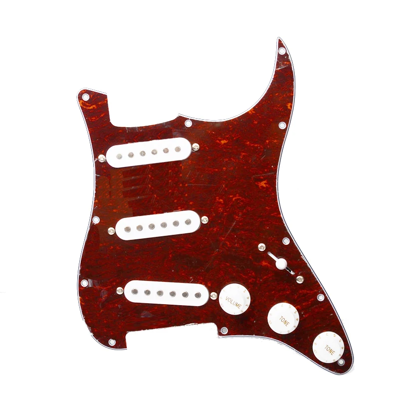 Многоцветный ST Pickguard схемы SSS W/B/W с черным звукоснимателем